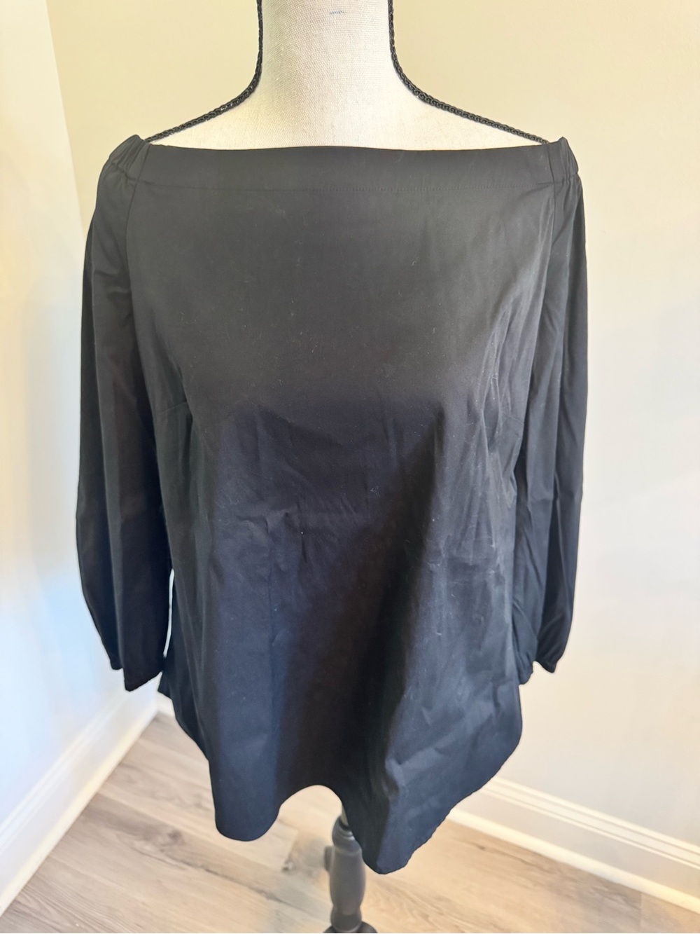 White House Black Market Black Boatneck Tunic Top
